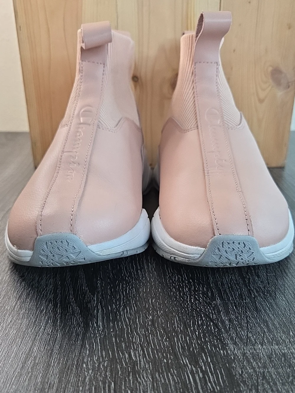 Champion Rally LTW  Women's Light Nude Pink Slip-On Sock Sneaker White Sole 9W